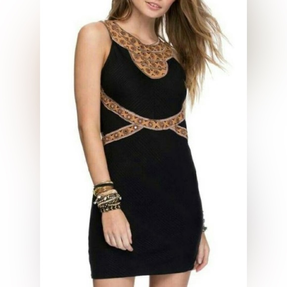 Free People Nefertiti Sleeveless Mini Dress Halter Black, Size Medium - Picture 1 of 7